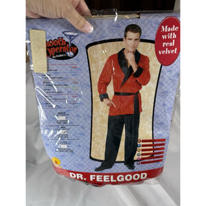 Hugh Hefner Red Velvet Smoking Jacket Adult Male Costume By Rubies Large 43-44